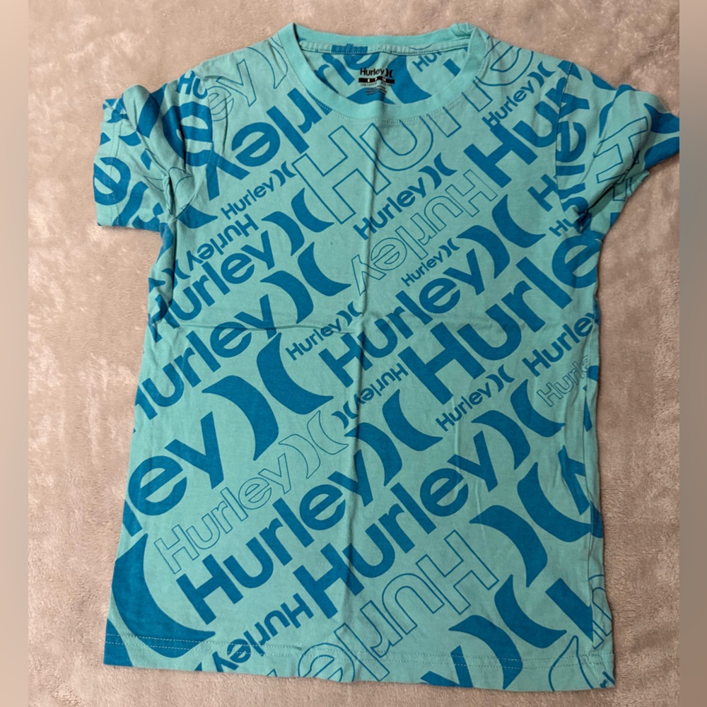 Hurley Aqua and Blue Logo Tee